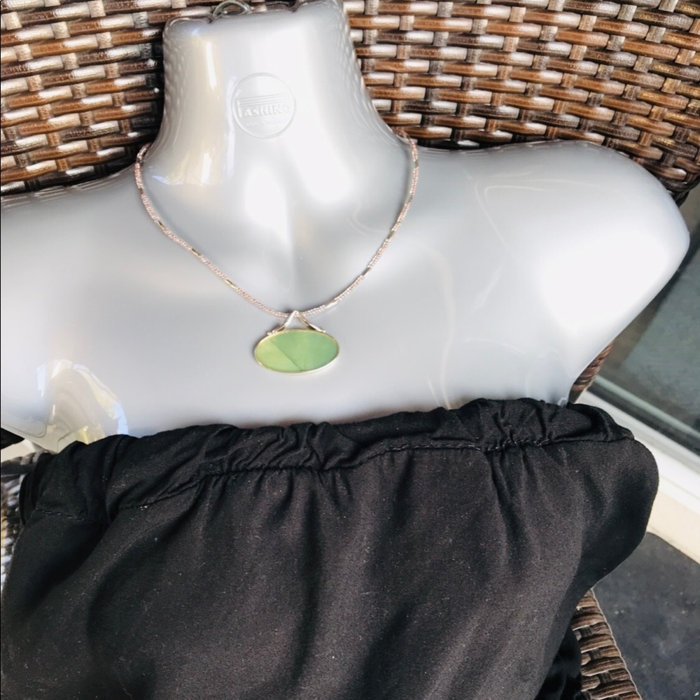 Lia Sophia Silver Tone Green stone Necklace